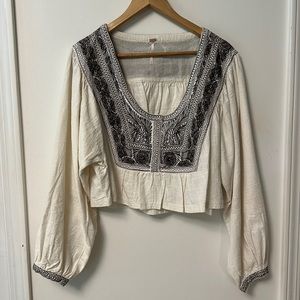 Free People Iggie Embroidered Blouse